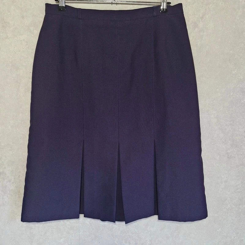 Jupe Vintage St Michael Denim Bleu Marine - Taille 10 (W28) - Midi - Années 90