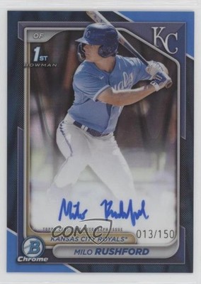 2024 Bowman Chrome Prospect Blue RayWave Refractor /150 Milo Rushford Auto 13ib