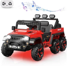 24V Ride on Toys for Big Kids Electric Car 4WD with 6 Wheels 3 Speeds Red
