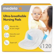 Medela Ultra-Breathable Nursing Pads, Highly Absorbent, 120 Count, White