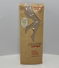 Vtg 1982 Leg Looks by Burlington Pantyhose Control Top Sand Medium Long
