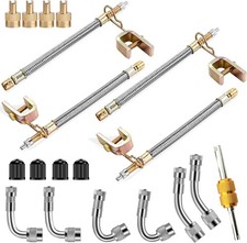 Valve Stem Extenders,4Pcs 7Inch/180Mm Dual Flexible Stainless Steel Braided Valv