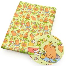 Capybara Petting Zoo Polyester Cotton blend fabric 18"x55" 1271352