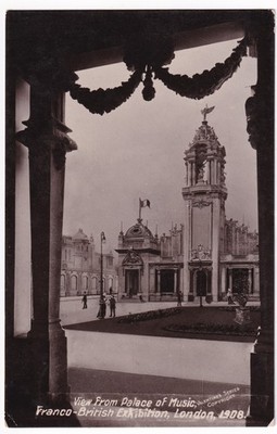 Franco British Exhibition 1908 Palace of Music London RPPC Poststempel 08