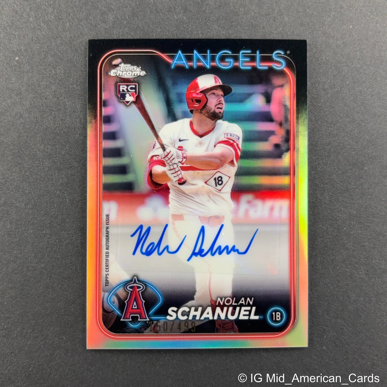 2024 Topps Chrome Update Nolan Schanuel Rookie Auto Refractor #AC-NS Angels /499