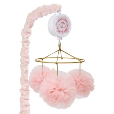 Lambs & Ivy Secret Garden Pink Pom Pom Musical Baby Crib Mobile Soother Toy