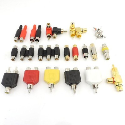 2x RCA Male female to 2rca 3rca male Female Connector Splitter Adapter Video