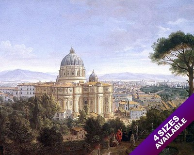 ST PETERS VATICAN ROMAN CATHOLIC CATHEDRAL ROME PAINTING ART REAL CANVAS PRINT