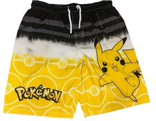 Pokemon Pikachu Boys Swim Trunks Board Shorts Yellow Black Size 10/12