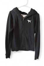 Victoria s Secret PINK Black Zip Hoodie Women s Size M Love Pink Full Zip