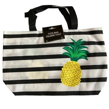 Yellow Pineapple Tote Bag Shopper Reusable Shopping Bag Beach Tropical Fruit