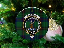 Davidson Clan Scottish Tartan Crest Ceramic Ornament