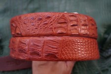 W1.5" Red Brown Real Crocodile Hornback Leather Skin Men's Belt Buckle J53