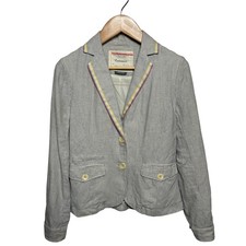 Anthropologie Cartonnier Striped Linen Blend Lightweight Blazer women's Size 6
