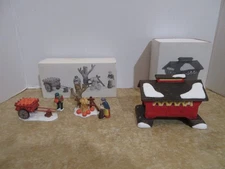 Dept. 56 New England 1988 Red Covered & Harvest Time 4Pc Fall Set