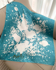 Pure 18 Momme Twill Silk Double Face Shawl 35" cloud Print Square Scarf Bandana