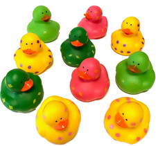 10 PATTERNED 2" CRUISING DUCKS RUBBER DUCKIES CRUISE DUCK GREEN HOT PINK YELLOW