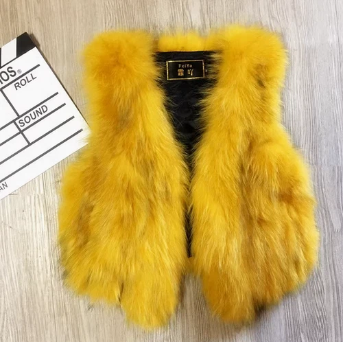 Women's Short Real Fur Autumn Winter Gilet Fox Fur Vest Waistcoats Sleeveless - Picture 14 of 29