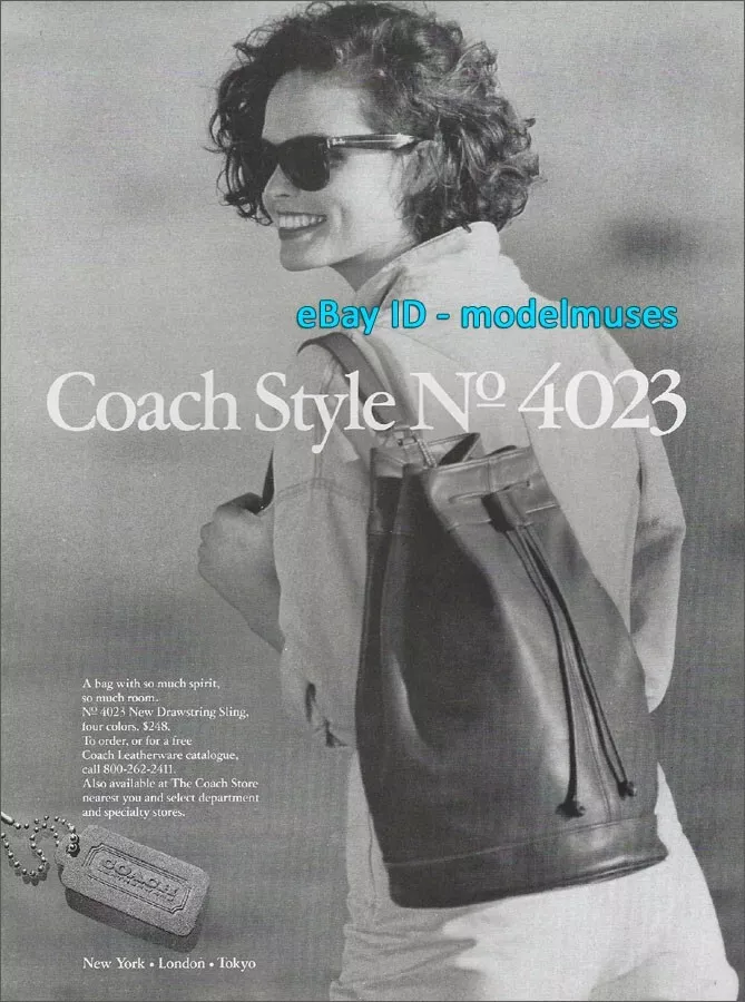 vintage COACH 1-Page MAGAZINE PRINT AD 1990 - No. 4023 drawstring sling