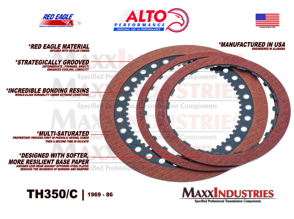 Производительность коробки передач TH350 — комплект фрикционной муфты Alto Red Eagle 032752 л. с. - Изображение 3 из 4