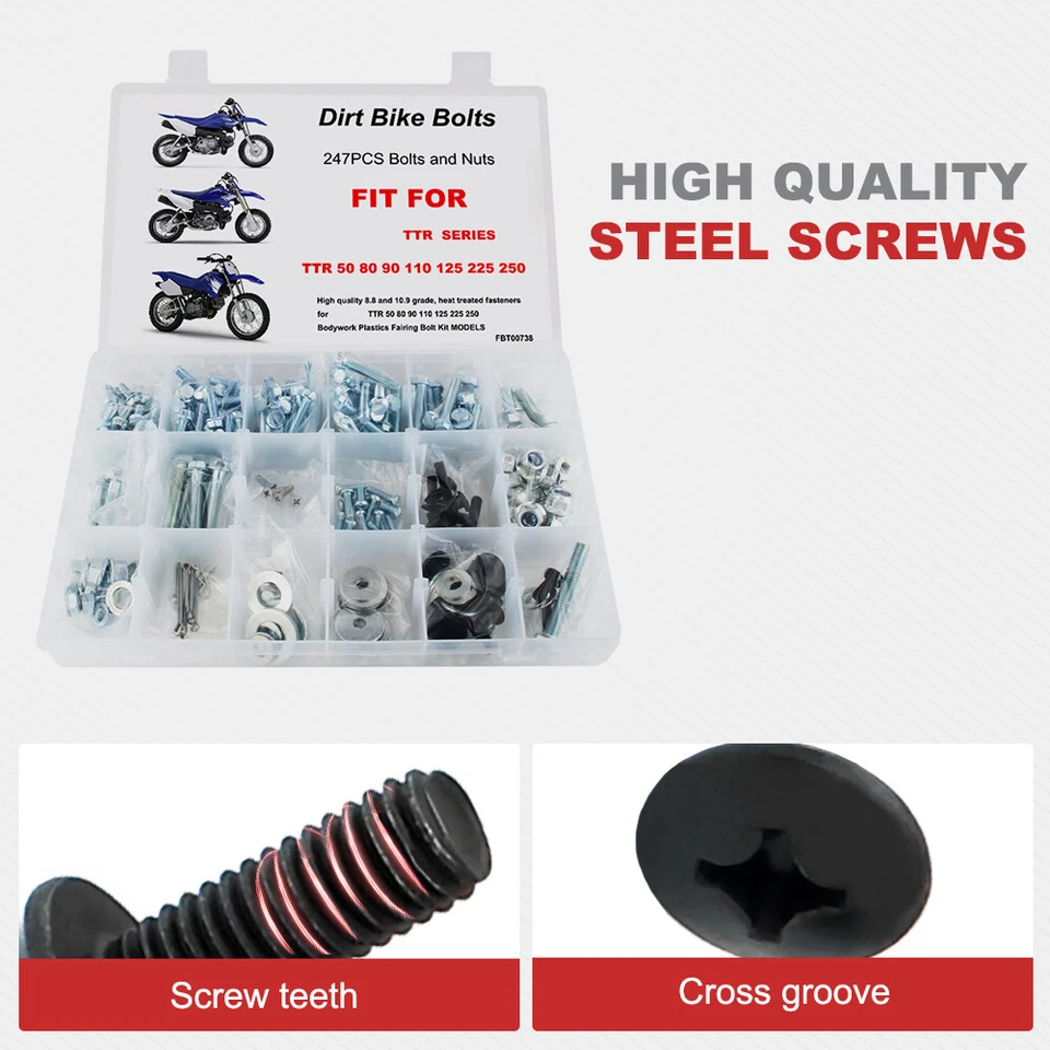 Подходит для Yamaha XT125 XT225 XT230 XT250 пластиковый корпус двигателя рама выхлопные болты - Изображение 2 из 4