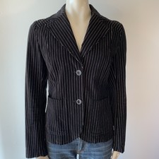 Divided Black And Tan Pinstriped Unlined Jacket Size 10