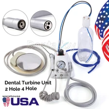 Portable Dental Turbine Unit 3 Way Syringe Work with Air Compressor 2/4 Holes