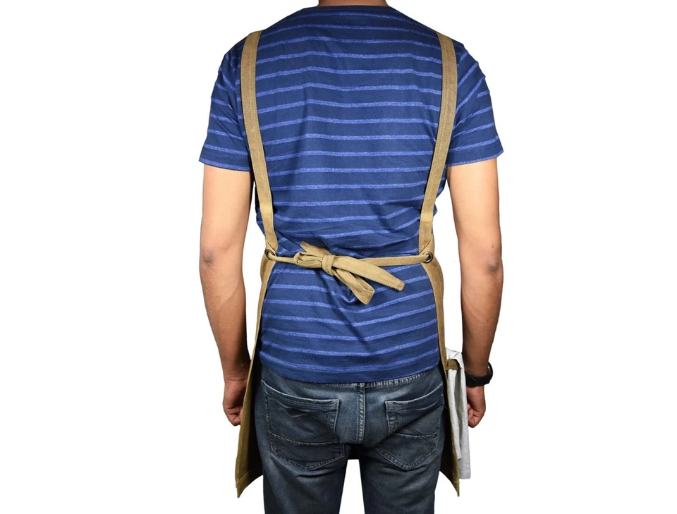 Canvas Apron Kitchen Cooking Restaurant Aprons Chef Pocket Bbq Waterproof Unisex - Image 4 of 4