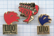 Lot 3 Pin's cabaret spectacle LIDO PARIS FRANCE femme danseuse sexy PIN-UP Pinup