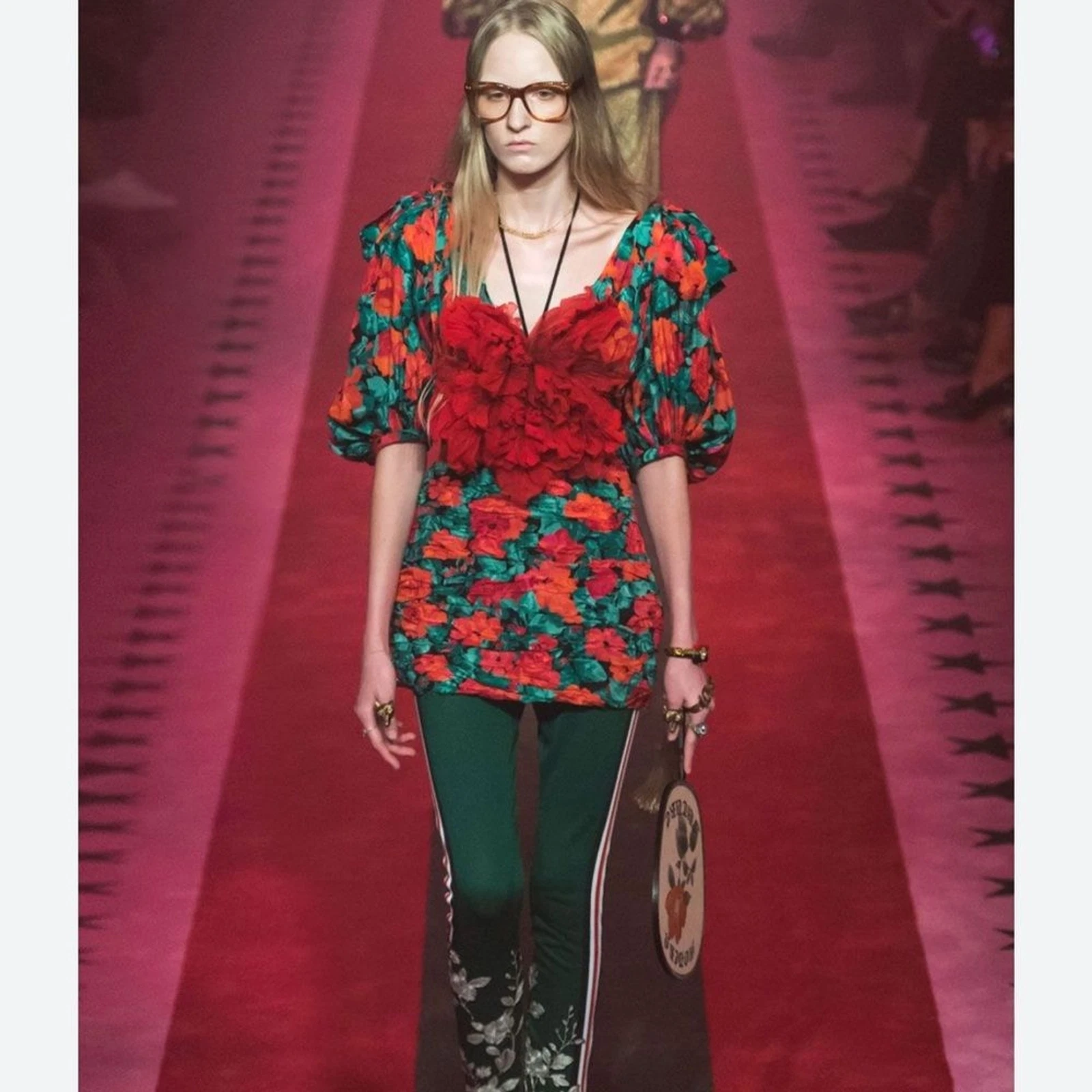 Robe courte Gucci imprimé floral coquelicot neuve sans étiquette