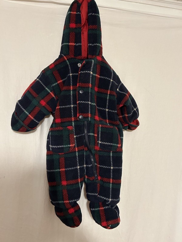 Vintage Rothschild BabyFleece Fuzzy Plaid Snow Suit Coat 6-9 Month