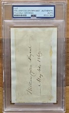 WILLIAM CULLEN BRYANT SIGNED CUT PSA AUTHENTIC!