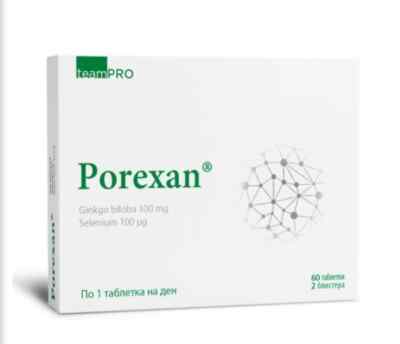 Porexan - Gingko Biloba & Selen für Gedächtnis und Konzentration x60 Tabs TeamPro