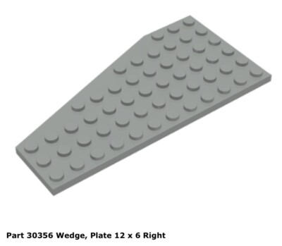 Lego 1x 30356 Light Gray Wedge, Plate 12 x 6 Right 7161 | eBay