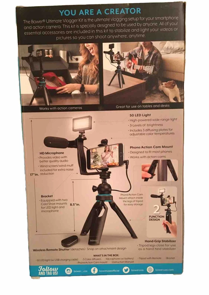 Kit de vlogger Bower Ultimate Smartphone Configuración de vlogging - Nueva caja abierta Foto 3 de 4