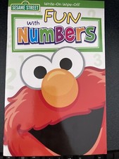 Sesame Street Write-On Wipe-Off FUN WITH NUMBERS Laminated Workbook Ages 4 