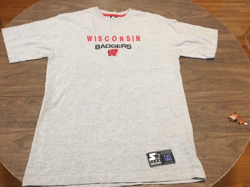 Camiseta mediana de los tejones de Wisconsin iniciador de equipo auténtica logotipo cosido - Imagen 3 de 6