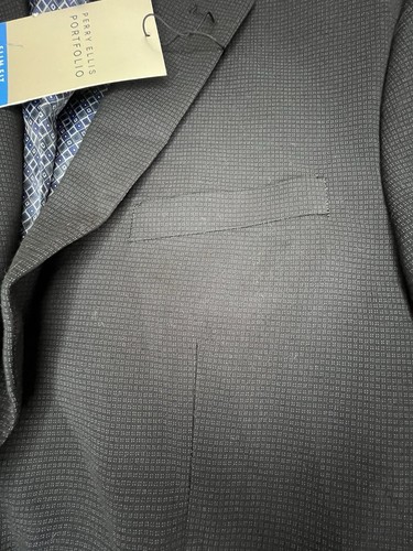 NWT Perry Ellis Slim Fit Stretch Suit Jacket Black Dobby 40R Wrinkle Resistant - Picture 5 of 5