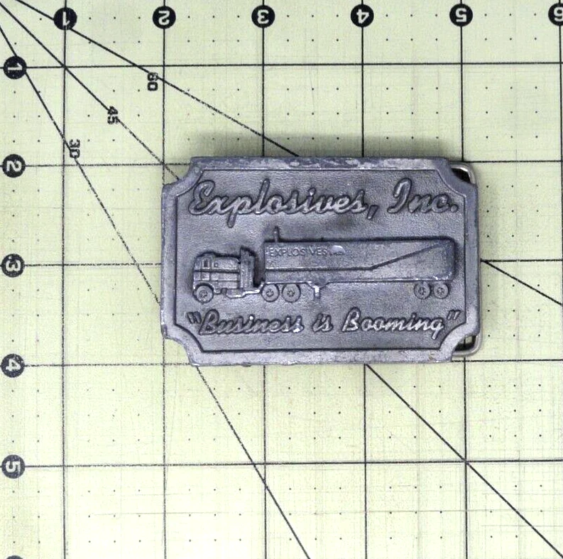 Explosives Inc Promo Hebilla de Cinturón El Negocio Está en Auge De Colección Años 70 Hit Line EE. UU.NOX821 Foto 3 de 4