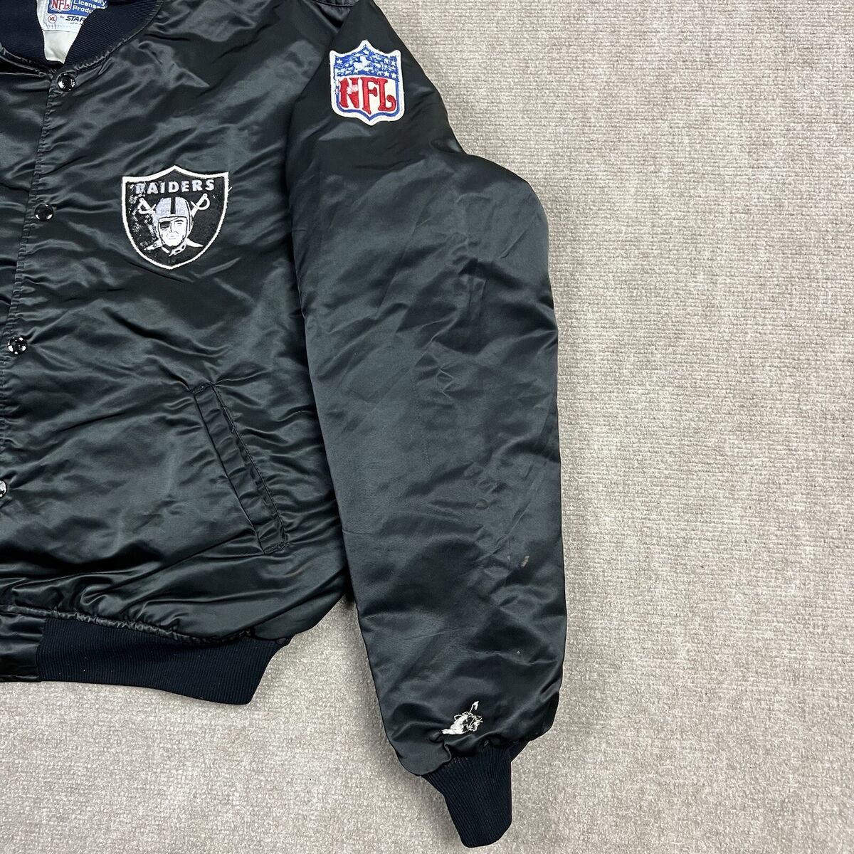 Vintage 90s Starter Oakland Raiders Satin Bomber Jacket Mens Vintage 90s Starter Oakland Raiders Satin Bomber Jacket Mens
