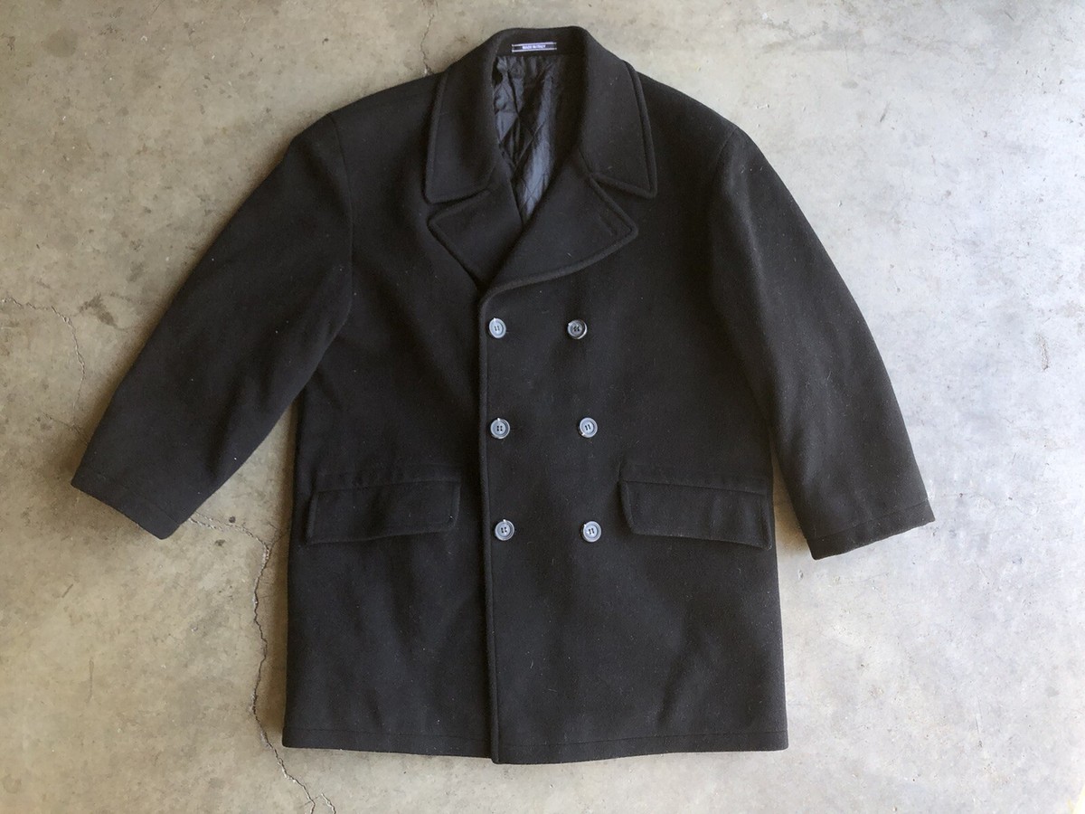 Abitale Wool Cashmere Coat sz 50 IT 40 US Black Made in Italy | eBay