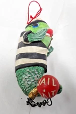 Novelty Fishing  Christmas Ornament Fish in Prison Uniform "Jail Bait"  5" Tall