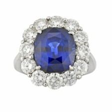 Perfect Cushion Cut Royal Blue 9.05CT Sapphire  3.01CT CZ Halo Elegant Ring