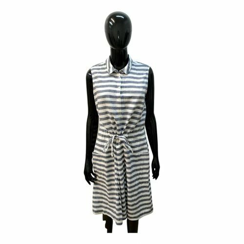 Tommy Hilfiger Donna Camicia Lunga Abito Casacca a Righe in Lino Taglia M  Tubino | eBay