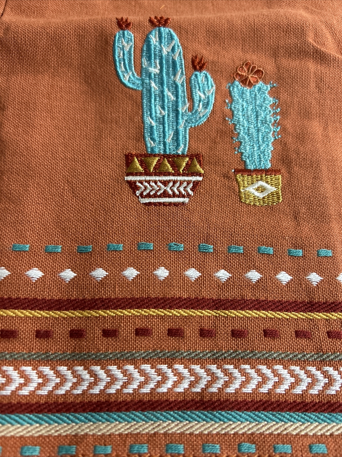 Design Imports Embroidered Cactus Kitchen Towel lot of 2 table linens