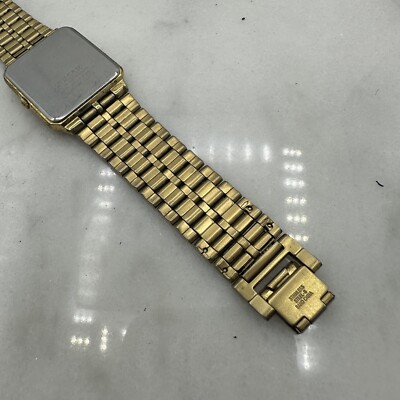 PULSAR MEN'S Watch DAY DATE VX33-X094 BLACK DIAL Tank Gold Tone