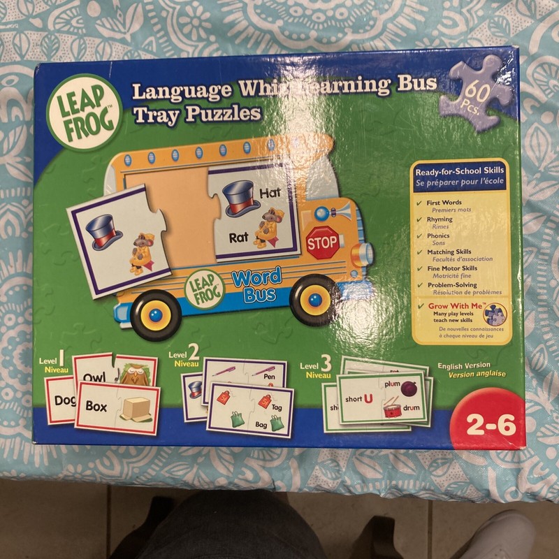 Leap Frog Language Whiz Learning Bus Tray Puzzles Ages 2-6