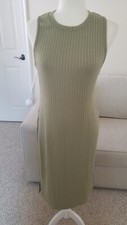 Nine West NWT Sleeveless Ribbed Body Con Dress Sage Green Med