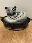RARE VINTAGE Westmoreland III Rosso Slag Glass Cat On Nest Signed Stamped