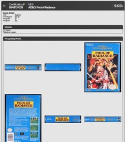 Pool of Radiance AD&D New Nintendo NES Factory Sealed WATA Grade 9.6 B+ Mint